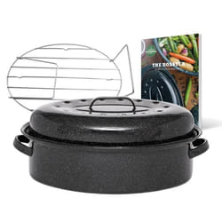 GRANITEWARE - Cocotte Roaster grand format  Acier émaillé  Ovale  8L  Ultra-légère  Grille en inox + Livre de 35 recettes