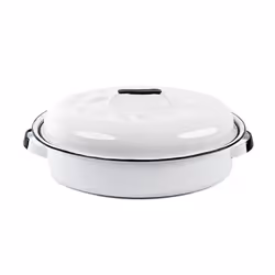 GRANITEWARE Cocotte Ovale Roaster Format moyen 4L Acier émaillé blanc Ultra-légère Ne se tâche pas facile à nettoyer