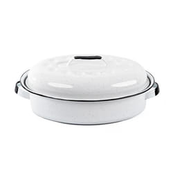 GRANITEWARE  Cocotte Ovale Roaster  Format moyen 4L  Acier émaillé blanc Ultra-légère  Ne se tâche pas facile à nettoyer