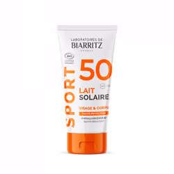 Laboratoires de Biarritz Alga Maris Lait Solaire SPF50 Sport, Lotion d’écran solaire, Visage et corps, Tube, Hydratant, Prote ...