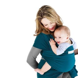 Lécharpe de portage physiologique Love Radius - Fibres bio - Porte bébé Bleu rétro