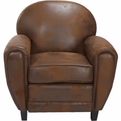 Fauteuil marron vieilli en microfibre - Club