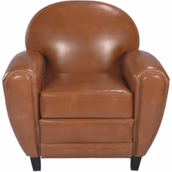 Fauteuil camel en croute de cuir enduite - Club