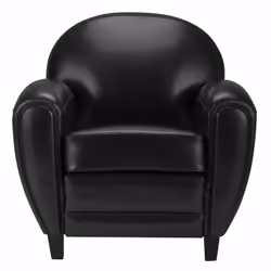 Fauteuil noir en croute de cuir enduite - Club