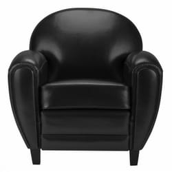 Fauteuil noir en croute de cuir enduite - Club