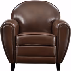 Fauteuil marron en croute de cuir enduite - Club