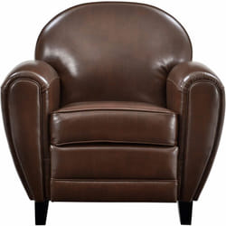 Fauteuil marron en croute de cuir enduite - Club