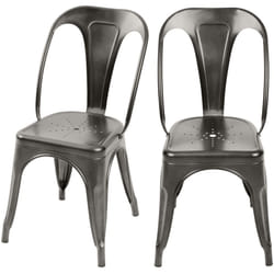 Lot de 2 chaises en métal gris - Indus