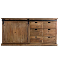 Buffet en bois recyclé, 6 tiroirs et 1 porte coulissante - Sari