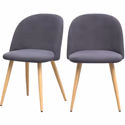 Lot de 2 chaises en tissu gris foncé et pieds en métal - Cozy