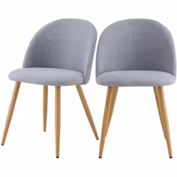 Lot de 2 chaises en tissu gris clair et pieds en métal - Cozy