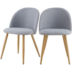 Lot de 2 chaises en tissu gris clair et pieds en métal - Cozy
