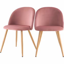 Lot de 2 chaises en velours rose et pieds en métal - Cozy