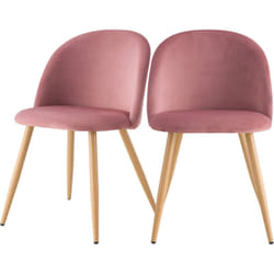 Lot de 2 chaises en velours rose et pieds en métal - Cozy