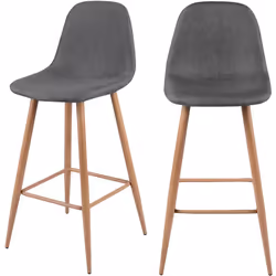 Lot de 2 chaises de bar 72.5 cm en tissu gris - Fredrik