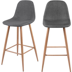 Lot de 2 chaises de bar 72.5 cm en tissu gris - Fredrik