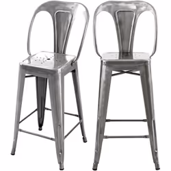Lot de 2 chaises pour îlot central 67 cm en métal chrome - Indus