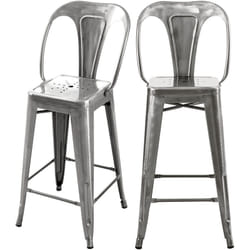 Lot de 2 chaises pour îlot central 67 cm en métal chrome - Indus