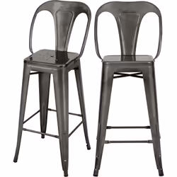 Lot de 2 chaises pour îlot central 67 cm en métal gris anthracite - Indus