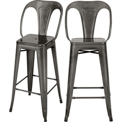 Lot de 2 chaises pour îlot central 67 cm en métal gris anthracite - Indus