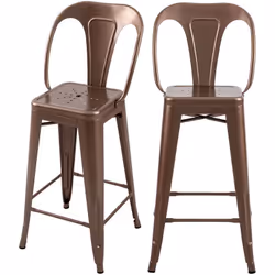 Lot de 2 chaises pour îlot central 67 cm en métal cuivre - Indus