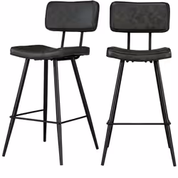 Lot de 2 chaises de bar mi-hauteur 66 cm cuir synthétique gris / noir - Texas