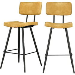 Lot de 2 chaises de bar mi-hauteur 66 cm cuir synthétique jaune - Texas