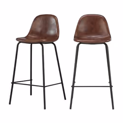 Lot de 2 chaises pour îlot central 65 cm en cuir synthétique marron - Henrik