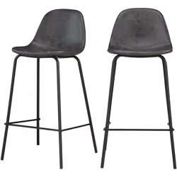 Lot de 2 chaises pour îlot central 65 cm en cuir synthétique gris - Henrik