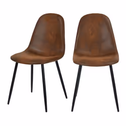 Lot de 2 chaises en microfibre marron effet vieilli - Malrik