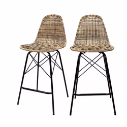 Lot de 2 chaises de bar 63 cm en résine tressé marron - Tiptur