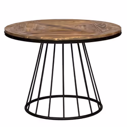 Table ronde 5 personnes en bois de cèdre et pied en métal D110 cm - Pralus