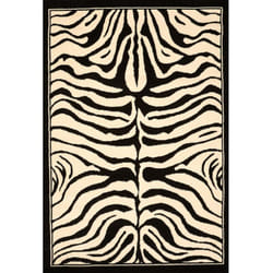 Tapis salon et chambre 60x110 noir rectangle tissé motif animaux LYN1 zebro
