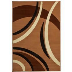 Tapis chambre 60x110 beige rectangle tissé motif rond LYN1