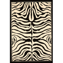 Tapis salon et chambre 160x225 noir rectangle tissé motif animaux AF1 ZEBRO