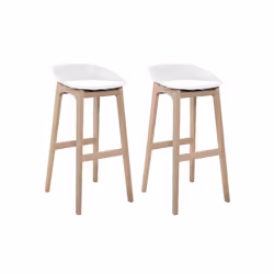 Lot de tabourets de bar RIVA en chêne et assise plastique 75cm