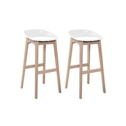 Lot de tabourets de bar RIVA en chêne et assise plastique 75cm