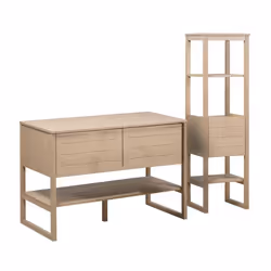 Meuble de Salle De Bain Chêne 120 cm + Colonne de rangement Chêne 145 cm ATOLL