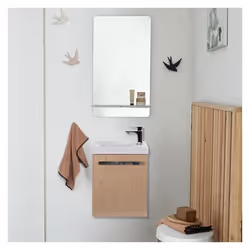 Ensemble lave-mains suspendu NEVADA avec miroir tablette