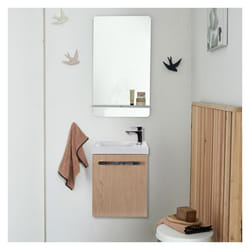 Ensemble lave-mains suspendu NEVADA avec miroir tablette