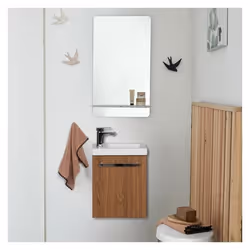 Ensemble lave-mains suspendu NEVADA avec miroir tablette