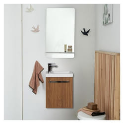 Ensemble lave-mains suspendu NEVADA avec miroir tablette
