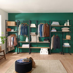 Ensemble de portants vêtements bois et métal ASHTON - Lot de 4