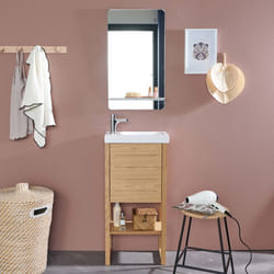 Meuble lave-mains ATOLL avec vasque blanche + miroir