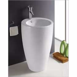Lavabo Totem Design OVE - Rue du Bain - Blanc - Céramique - Vasque pré-percée - Capacité 10L