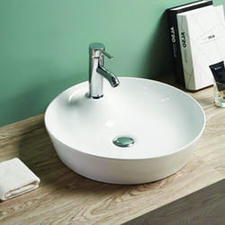 Rue Du Bain - Vasque pour salle de bain Ronde - Céramique Blanc Brillant - 44 cm - Lodge