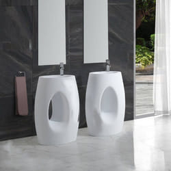 Lavabo Totem Ovale - Solid surface Blanc mat - 48x85 cm - Wake