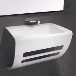 Pratique et de qualité, le Lavabo Suspendu Elegance avec porte serviette, en Solid surface type Corian Blanc Mat s'intègrera  ...