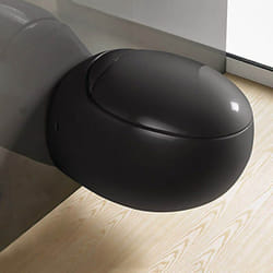 Rue Du Bain - wc Suspendu Oeuf avec Abattant Céramique Noir Brillant - 59x41cm - Ove