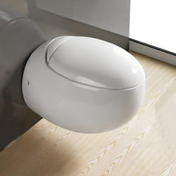 Wc Suspendu Oeuf - Avec Abattant - Céramique Blanc - 59x41 cm - Ove